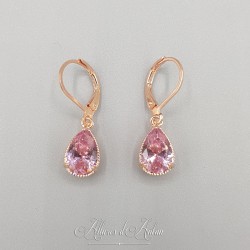 Boucles d'oreilles 1 Pierre - Rose