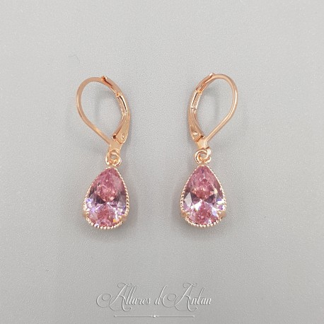 Boucles d'oreilles 1 Pierre - Rose