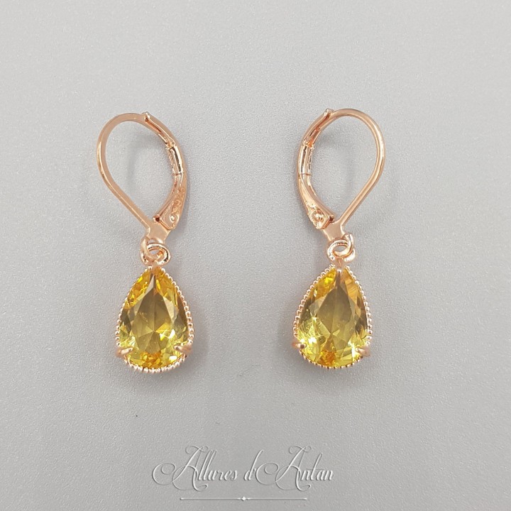 Boucles d'oreilles 1 Pierre - citrine