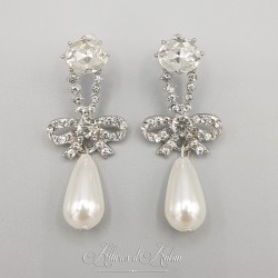 Boucles d'oreilles  Noeud Strass - Argent