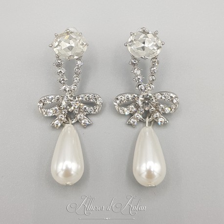 Boucles d'oreilles  Noeud Strass - Argent