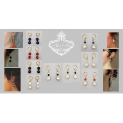 Boucles d'oreilles Agate Noire - Doré