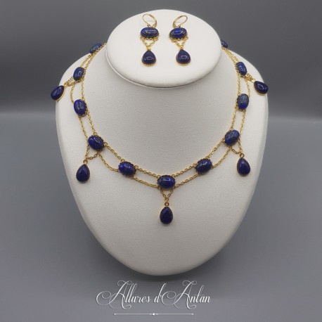 Parure Lapis Lazuli gouttes