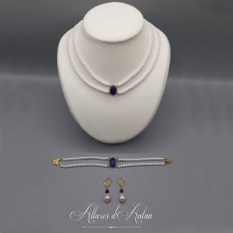 Parure Perle et Lapis