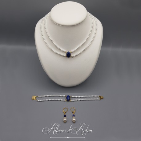 Parure Perle et Lapis