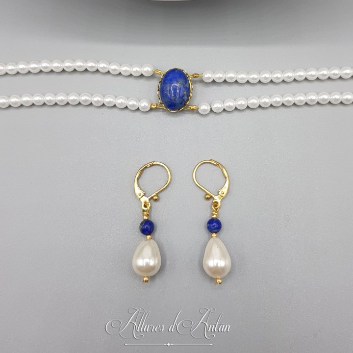 Parure Perle et Lapis