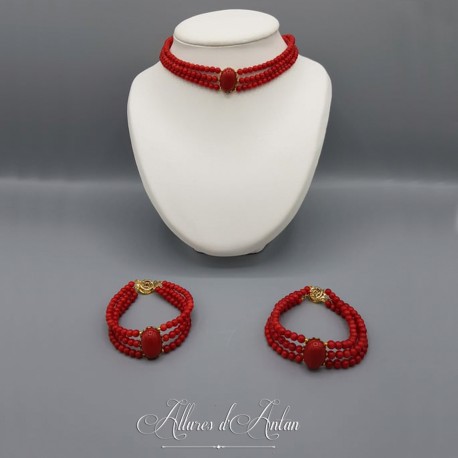 Parure 3 Rangs Corail