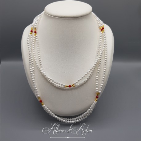 Collier Empire, Perles et Corail