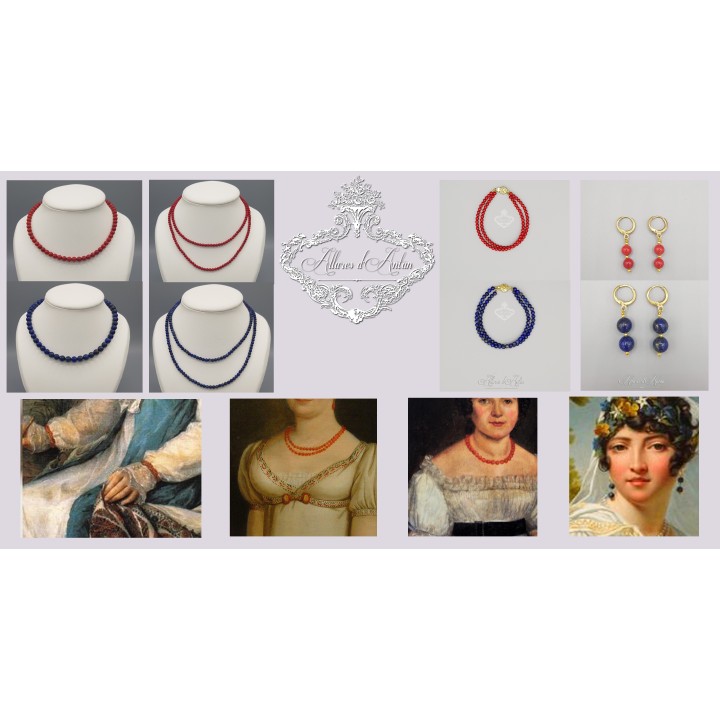 Collier 5 Camées - Bleu