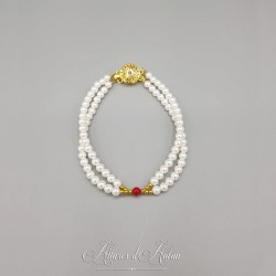Bracelet 2rangs croisés - Corail