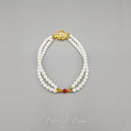 Bracelet 2rangs croisés - Corail