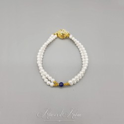 Bracelet 2rangs croisés - Lapis