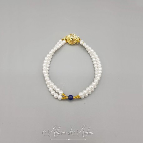 Bracelet 2rangs croisés - Lapis