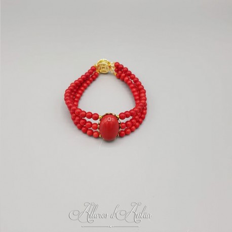 Bracelet 3 rangs Corail