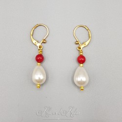 Boucles d'oreilles Corail goutte