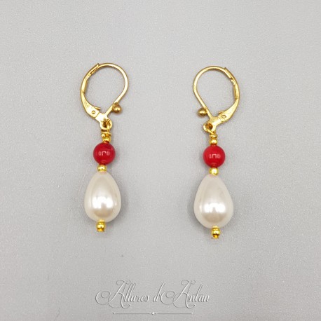 Boucles d'oreilles Corail goutte