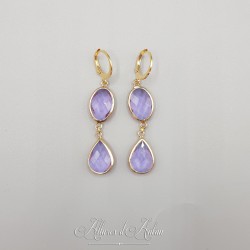 Boucles d'oreilles Strass - Mauve