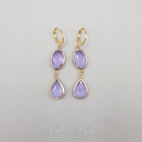 Boucles d'oreilles Strass - Mauve