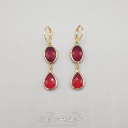 Boucles d'oreilles Strass - Rouge