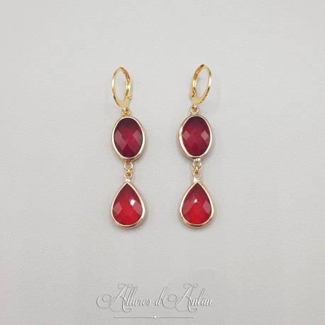 Boucles d'oreilles Strass - Rouge