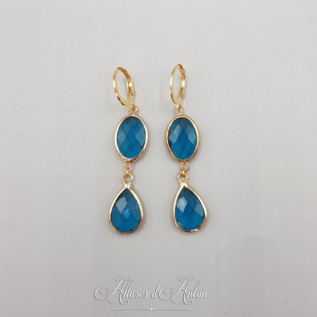 Boucles d'oreilles Strass - Bleu