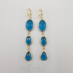 Boucles d'oreilles  Strass - Bleu