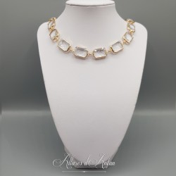 Collier Strass Carrés - Blanc