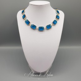 Collier Strass Carrés - Blanc