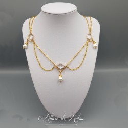 Collier en esclavage- Chaine et Strass - Blanc