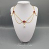 Collier en esclavage- Chaine et Strass - Rouge