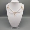 Collier en esclavage- Perles et Strass - Blanc
