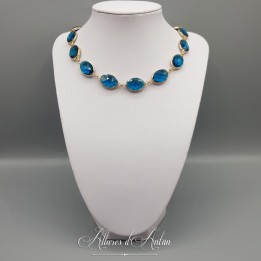 Collier Strass Ovales - Bleu