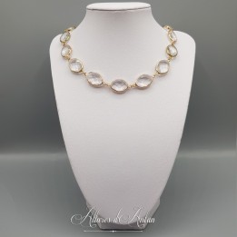 Collier Strass Ovales - Bleu