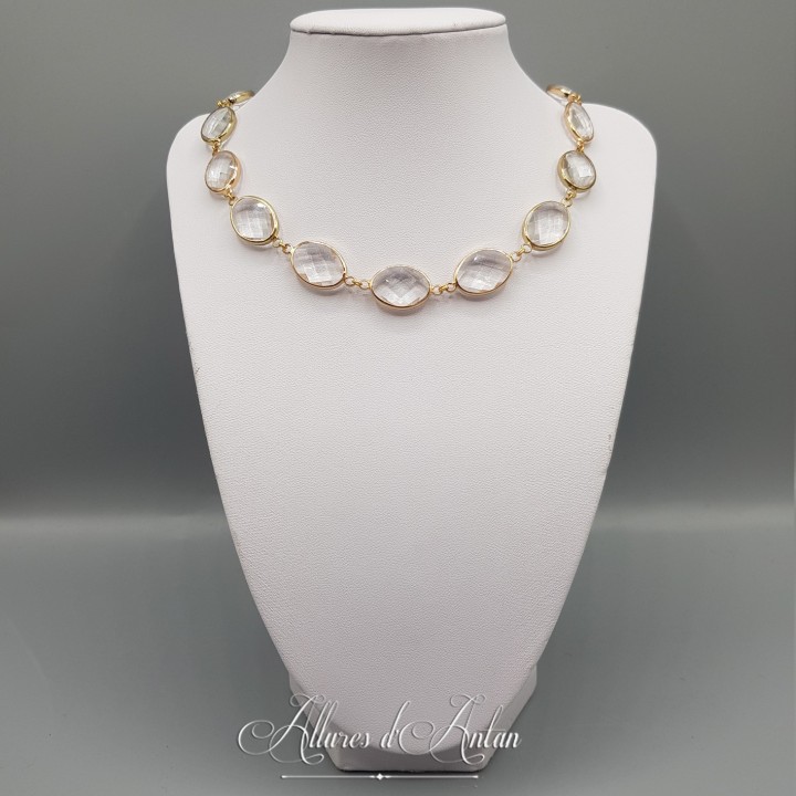 Collier Strass Ovales - Bleu