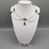 Collier en esclavage- Perles et Strass - Bleu