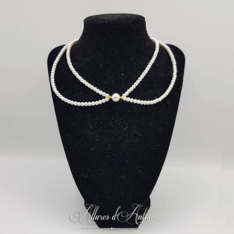 Collier 2 rangs de perles - Corail