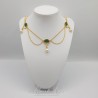 Collier en esclavage- Chaine et Strass - Vert