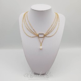 Collier en esclavage- Chaine et Strass -Blanc