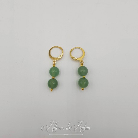 Boucles d'oreilles Aventurine - Doré