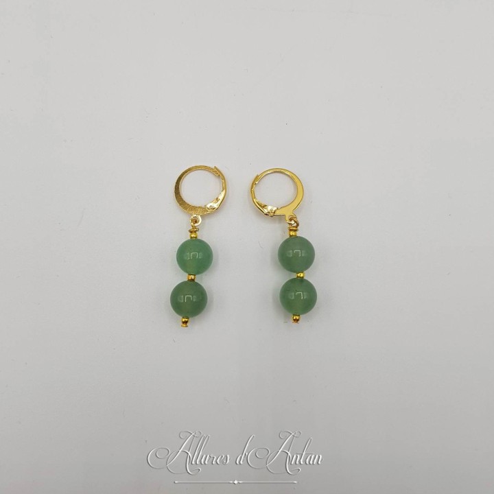 Boucles d'oreilles 2 Perles - Doré