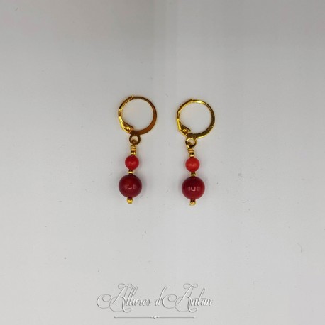 Boucles d'oreilles Corail - Doré