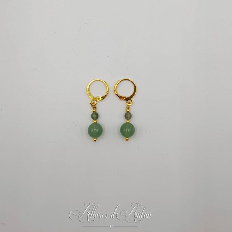 Boucles d'oreilles Aventurine - Doré