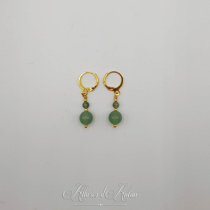 Boucles d'oreilles Aventurine - Doré