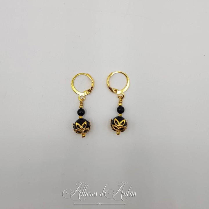 Boucles d'oreilles Agate - Doré