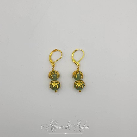 Boucles d'oreilles Aventurine - Doré