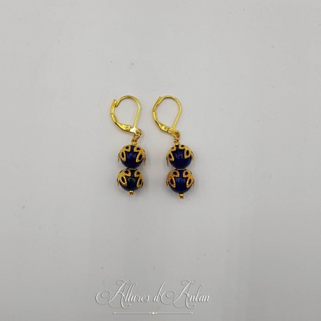 Boucles d'oreilles Lapis Lazuli - Doré