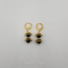 Boucles d'oreilles Agate Noire - Doré