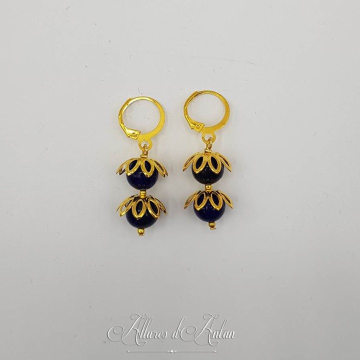Boucles d'oreilles Lapis Lazuli - Doré