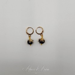 Boucles d'oreilles Agate Noire - Doré