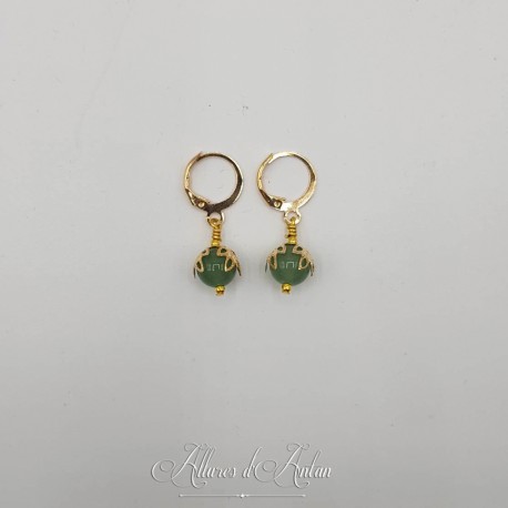 Boucles d'oreilles Aventurine - Doré